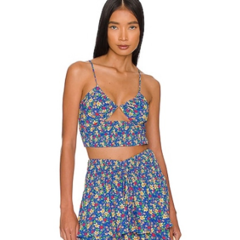 REVOLVE Blue Floral Skirt Set